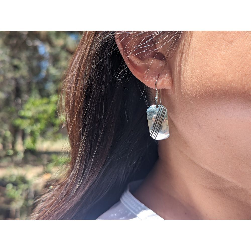 Navajo Jewelry Women's Dangle Earrings Sterling Silver Stamped Native American**